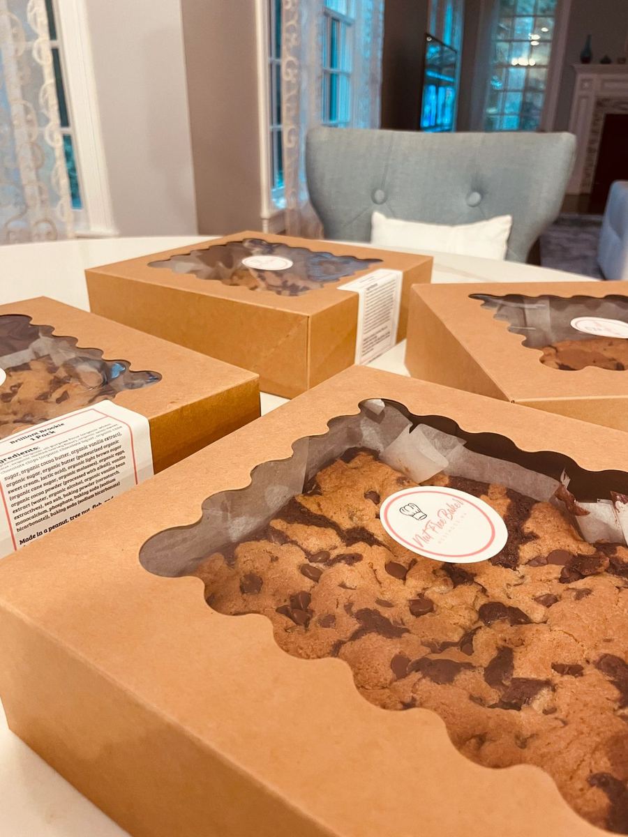 Nut Free Baker cookie cakes boxed for delivery
