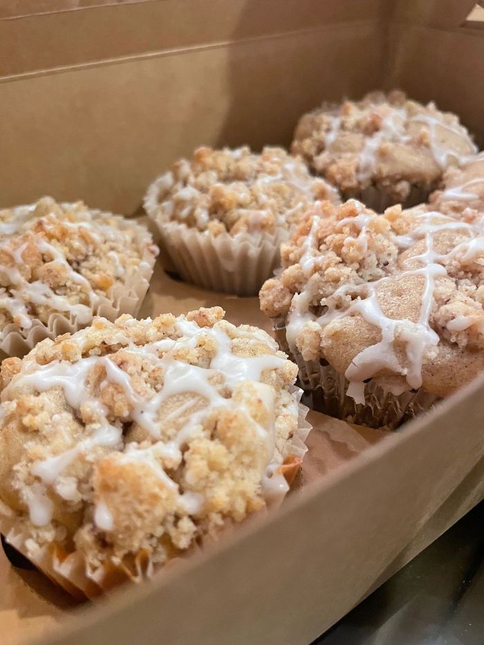Crumb-topped muffins with icing